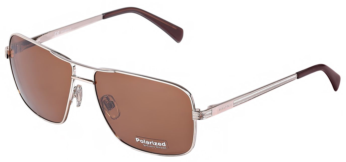 Мужские солнцезащитные очки Megapolis 133 Brown в классической оправе - фото сверху сбоку