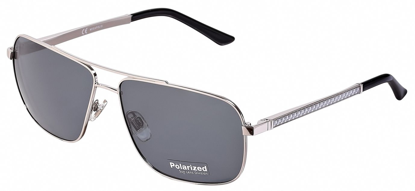 2 - Мужские солнцезащитные очки Megapolis 176 Silver - фото сверху сбоку